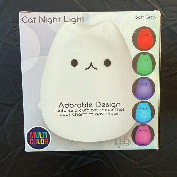 Soft Glow Cat 5.5in LED Night Light Color Changing Squishy Cute Kawaii Lamp NIB - Picture 1 of 4